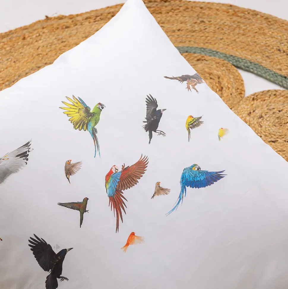 Parure de lit 140x200 cm 65x65 cm percale de coton NOÉ blanc 2 pièces