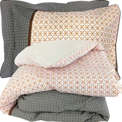 Parure de lit 200x200 cm 50x70 cm percale GABIN marron Epice 3 pièces