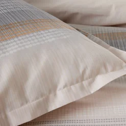 Parure de lit 280x240 cm 50x70 cm percale ESTEBAN beige 3 pièces