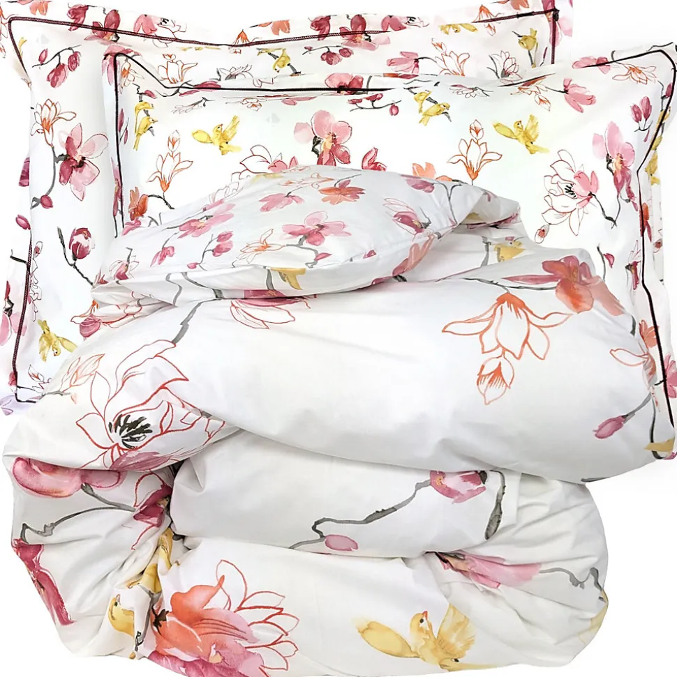 Parure de lit 300x240 cm 50x70 cm percale ELISA Rose 3 pièces