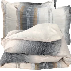 Parure de lit 200x200 cm 50x70 cm percale ESTEBAN beige 3 pièces