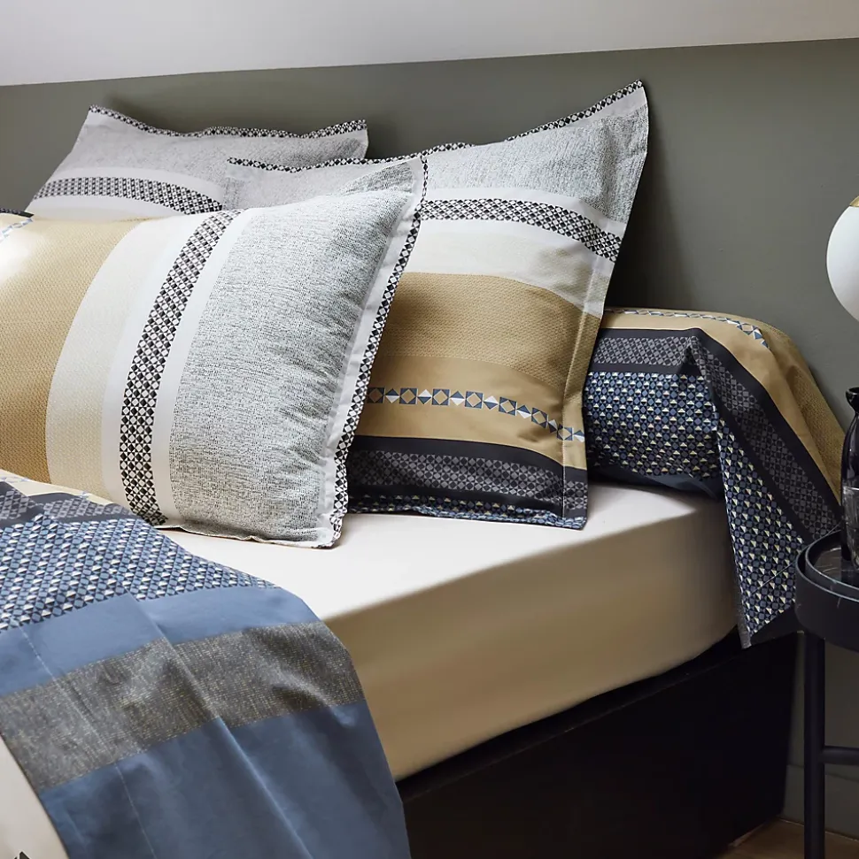 Parure de lit 140x200 cm 50x70 cm percale coton MARLOW acier