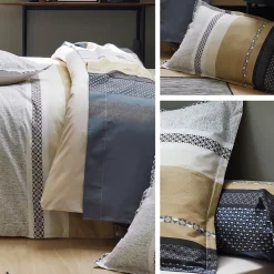 Parure de lit 140x200 cm 50x70 cm percale coton MARLOW acier