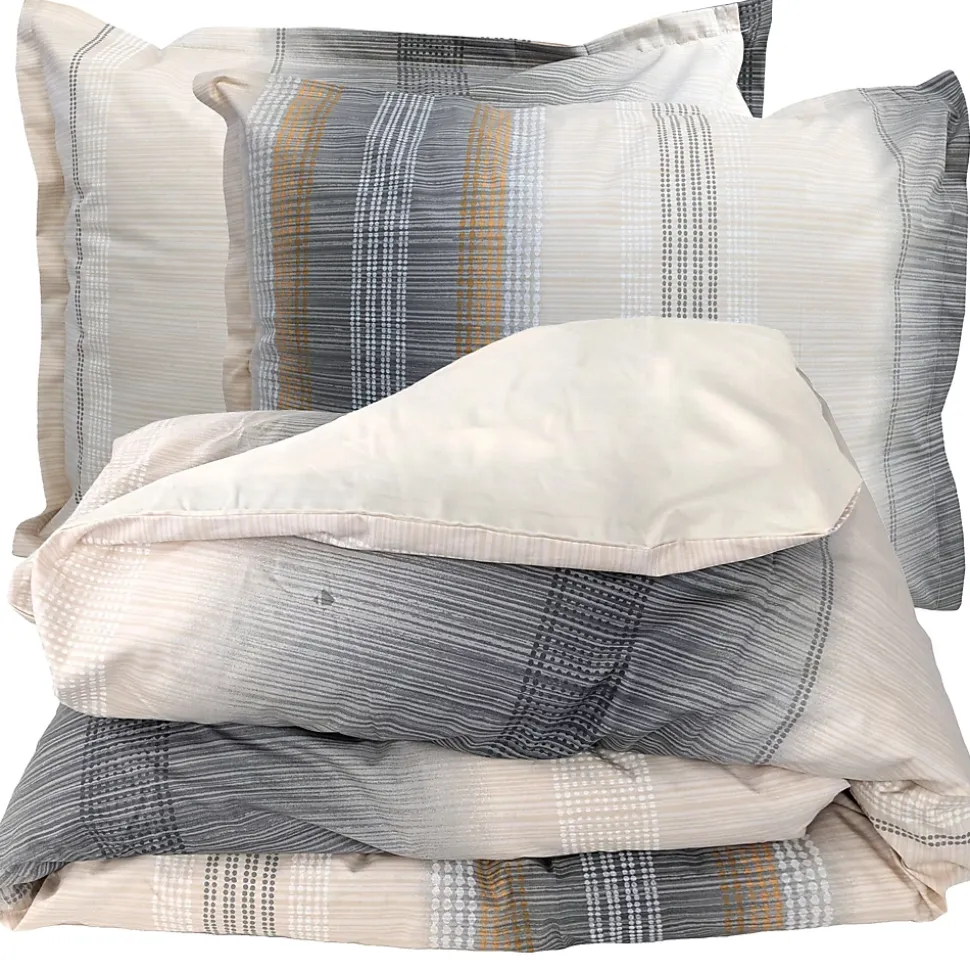 Parure de lit 140x200 cm 50x70 cm percale ESTEBAN beige 2 pièces