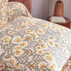 Parure de lit 140x200 cm 65x65 flanelle LILY gris orange 2 pièces