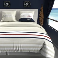 Parure housse de couette 240x220 cm en coton 57 Fils MARIN sable, par Soleil d'ocre