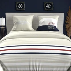 Parure housse de couette 240x220 cm en coton 57 Fils MARIN sable, par Soleil d'ocre