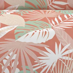 Parure housse de couette en coton 57 fils 240x220 cm TANZANIE corail, par Soleil d'ocre