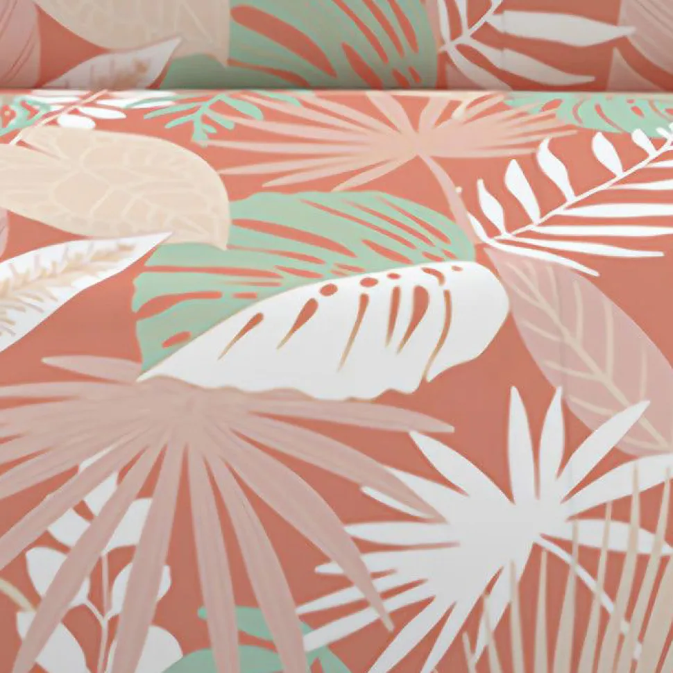 Parure housse de couette en coton 57 fils 240x220 cm TANZANIE corail, par Soleil d'ocre