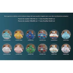 Parure housse de couette 140x200 cm PIRATES vert, 100% coton 57 fils/cm2, par Soleil d'Ocre