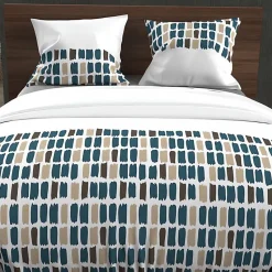 Parure housse de couette en coton 57 fils 240x220 cm FABIO bleu, par Soleil d'Ocre