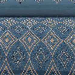 Parure housse de couette en coton 57 fils 240x220 cm ETHNO bleu, par Soleil d'ocre