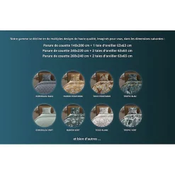 Parure housse de couette en coton 57 fils 240x220 cm ETHNO bleu, par Soleil d'ocre