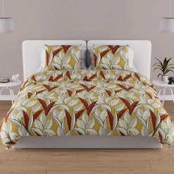 Parure housse de couette en coton 57 fils 260x240 cm TOGO moutarde, par Soleil d'ocre