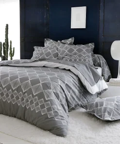 Parure Housse de Couette FOREVER GRIS (260x240 cm - Gris clair)
