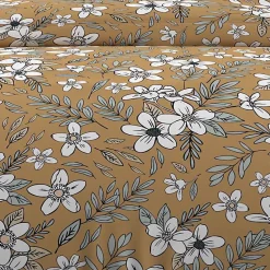 Parure housse de couette en coton 57 fils 260x240 cm MANON camel, par Soleil d'ocre