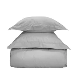 Parure housse de couette 240x220 cm avec 2 taies 65x65 cm en coton Gris Perle STUDIO