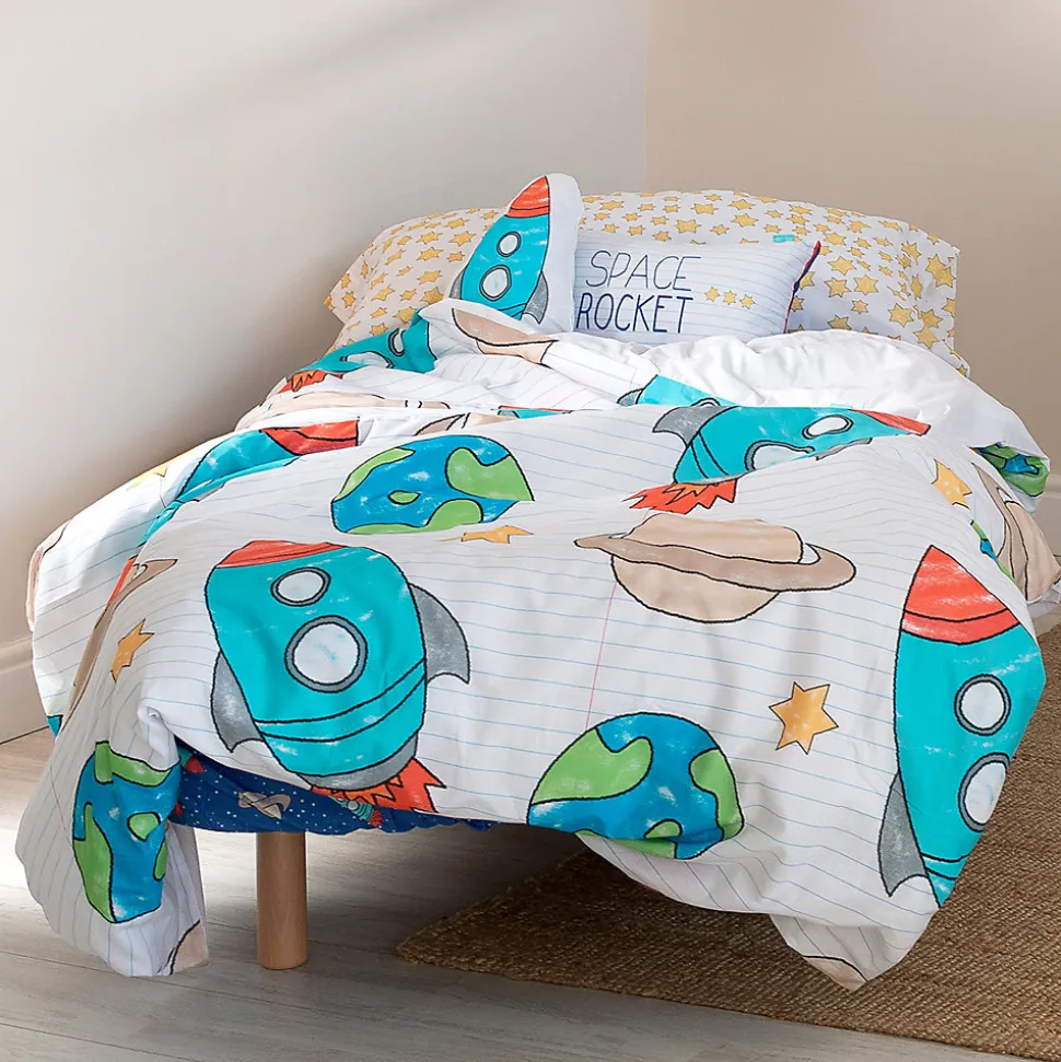 Parure housse de couette 2 pièces Space rocket 100% Coton Happyfriday