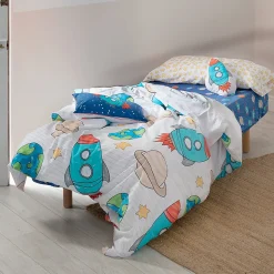 Parure housse de couette 2 pièces Space rocket 100% Coton Happyfriday
