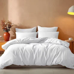 Parure housse de couette 140x200 cm avec 2 taies 50x70 cm en coton Blanc STUDIO