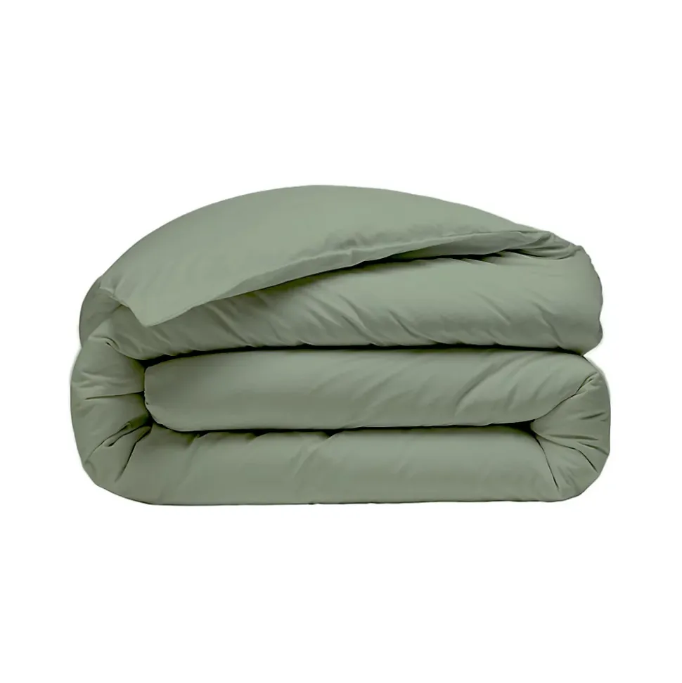 Parure housse de couette 260x240 cm avec 2 taies 50x70 cm en coton Sauge STUDIO