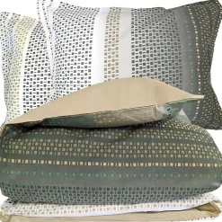 Parure 260x240 cm 50x70 cm coton NIAGARA vert Kaki 3 pièces