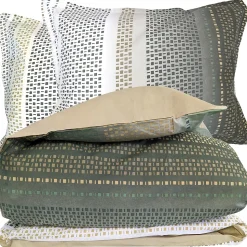 Parure 280x240 cm 50x70 cm coton NIAGARA vert Kaki 3 pièces