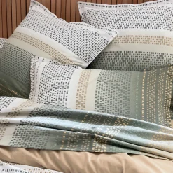 Parure 140x200 cm 50x70 cm coton NIAGARA vert Kaki 2 pièces