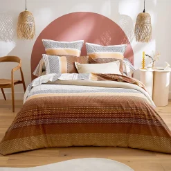 Parure 240x220 cm 50x70 coton NIAGARA marron Châtaigne 3 pièces