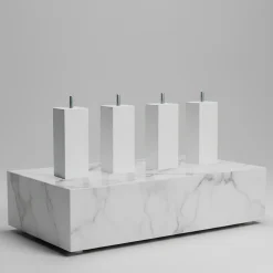 Pied de lit carré en bois Blanc Hauteur 15 cm (vendu à l'unité)