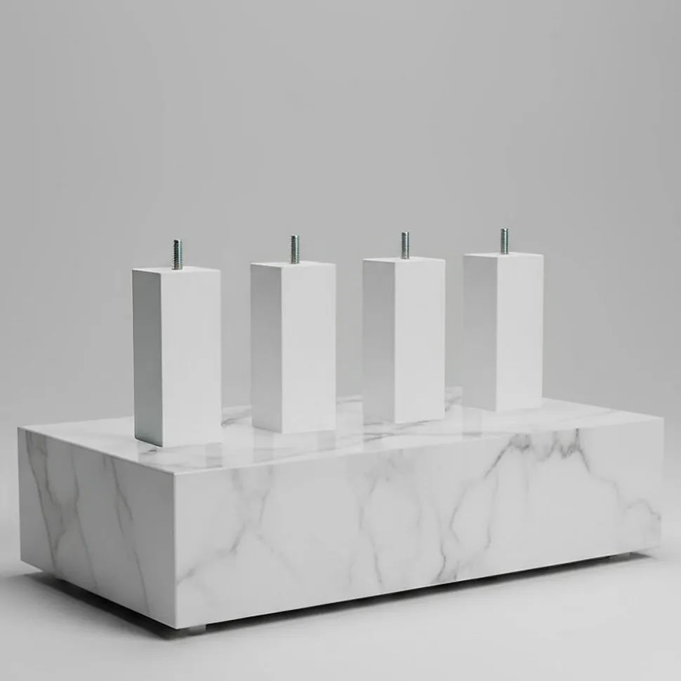 Pied de lit carré en bois Blanc Hauteur 15 cm (vendu à l'unité)