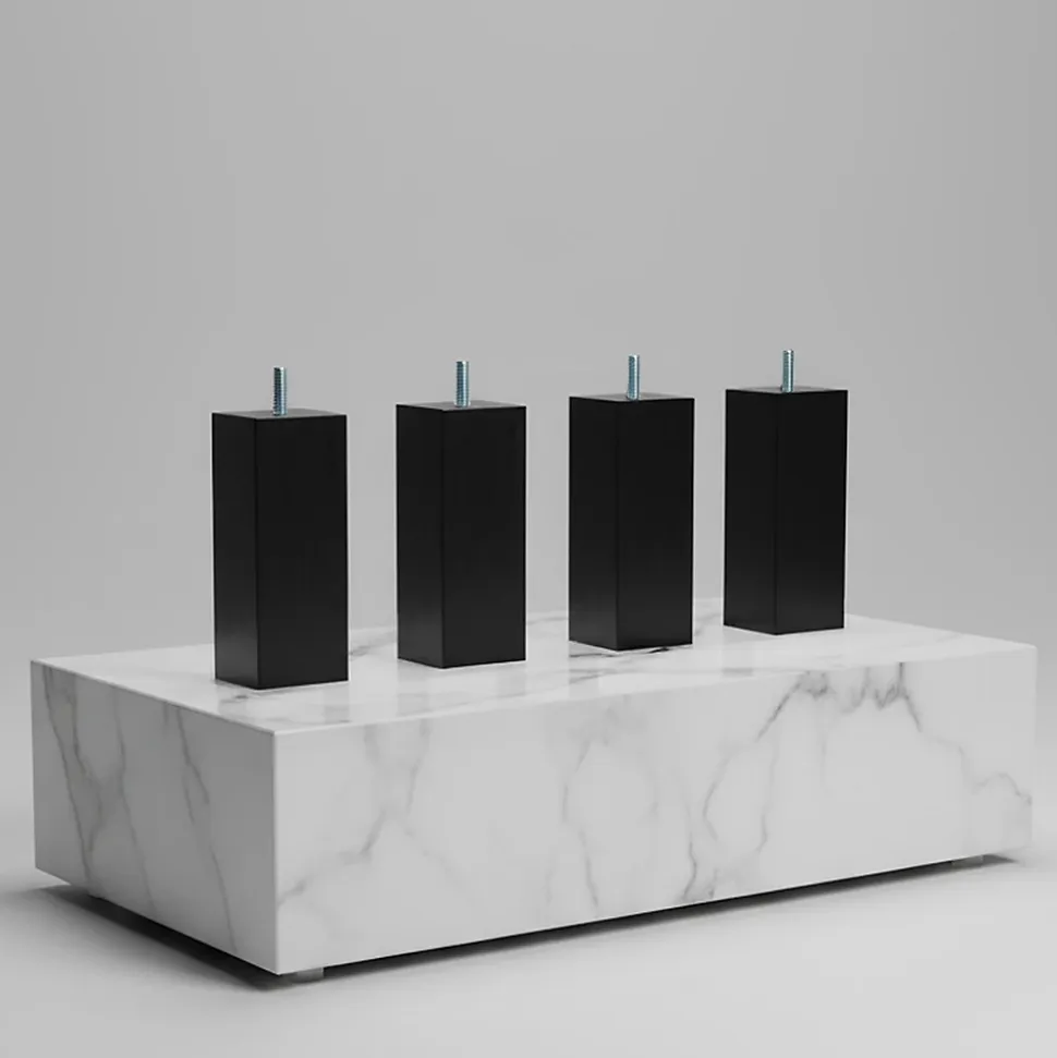 Pied de lit carré en bois Noir Hauteur 20 cm (vendu à l'unité)