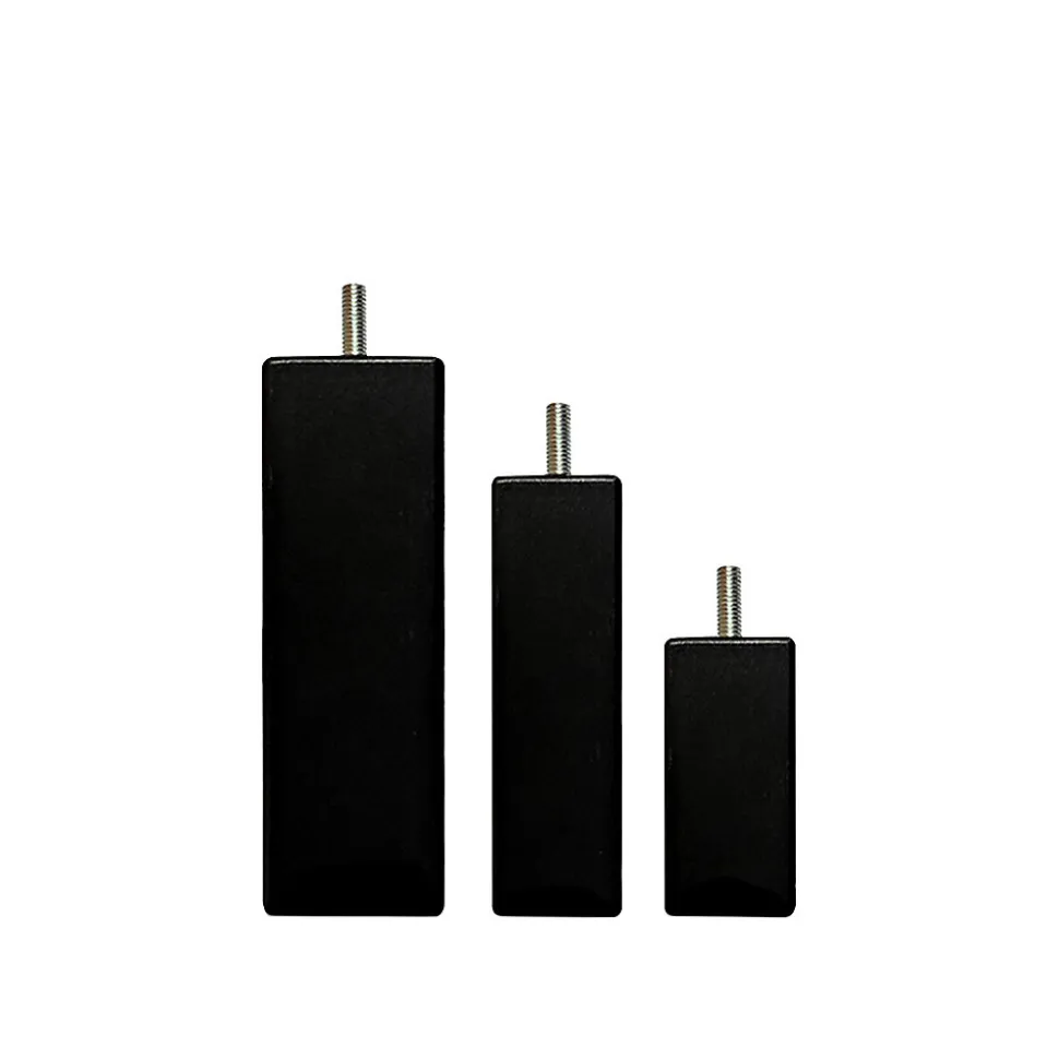 Pied de lit carré en bois Noir Hauteur 10 cm (vendu à l'unité)