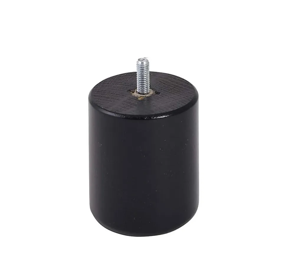 Pied de lit cylindrique en hêtre noir Bar Plus H. 8 x Ø6,8 cm