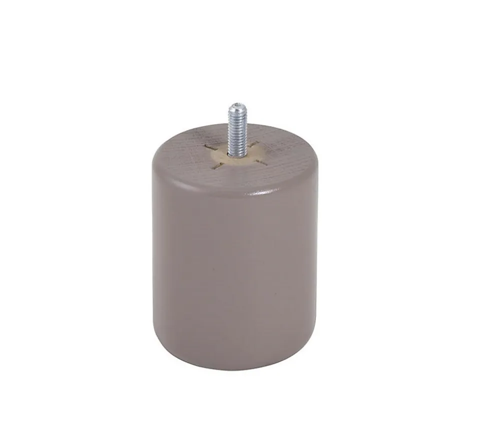Pied de lit cylindrique en hêtre taupe Bar Plus H. 8 x Ø6,8 cm