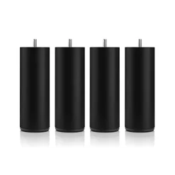 Pied de lit cylindrique en métal Noir Hauteur 16 cm (vendu à l'unité)