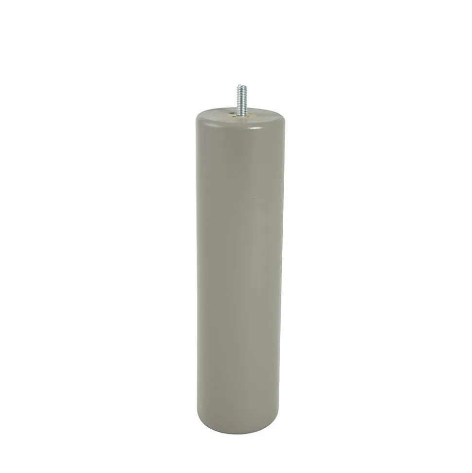 Pied de lit cylindrique en hêtre taupe Bar Plus H. 25 x Ø6,8 cm