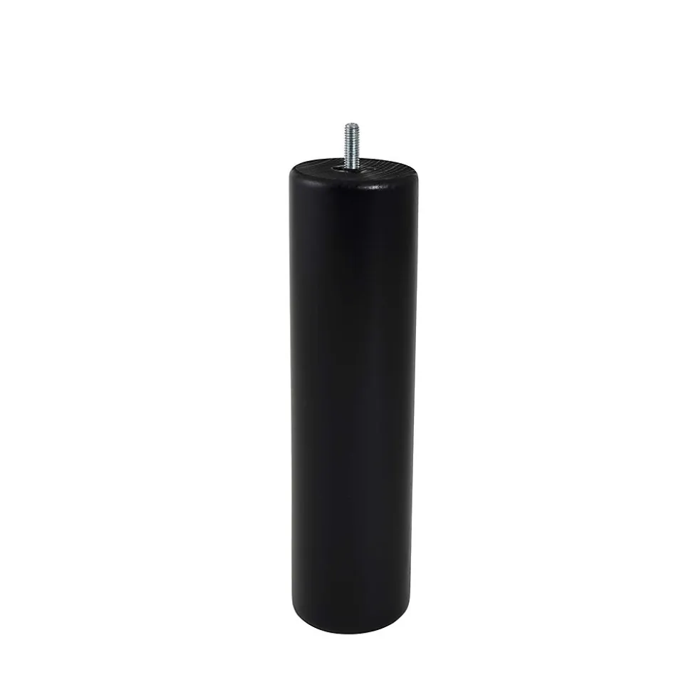 Pied de lit cylindrique en hêtre noir Bar Plus H. 25 x Ø6,8 cm