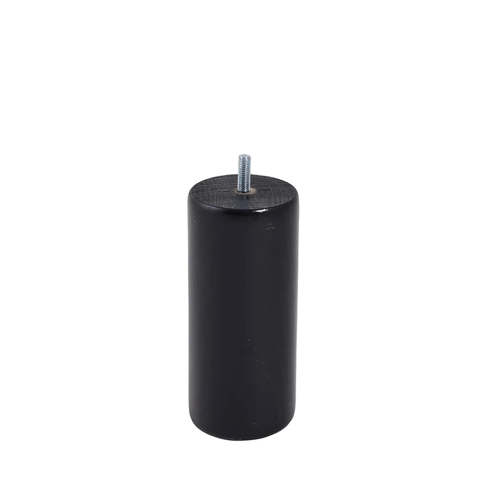 Pied de lit cylindrique en hêtre noir Bar Plus H. 15 x Ø6,8 cm