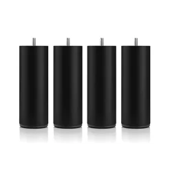 Pied de lit cylindrique en métal Noir Hauteur 20 cm (vendu à l'unité)