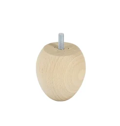Pied de lit ovale en hêtre Bar Plus texture bois H. 7 x L. 7 cm