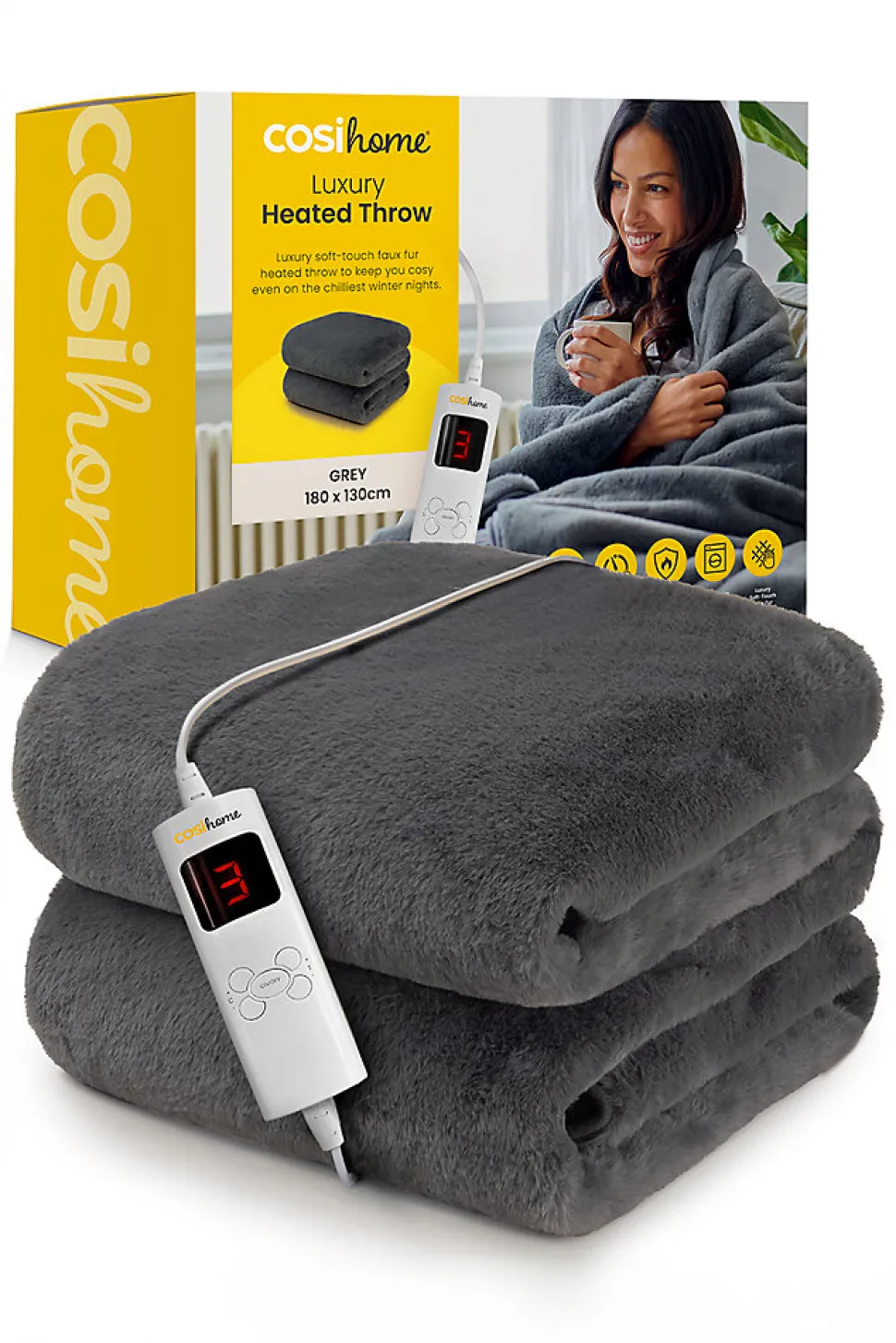 Plaid Chauffant Électrique En Fausse Fourrure De Luxe - Gris