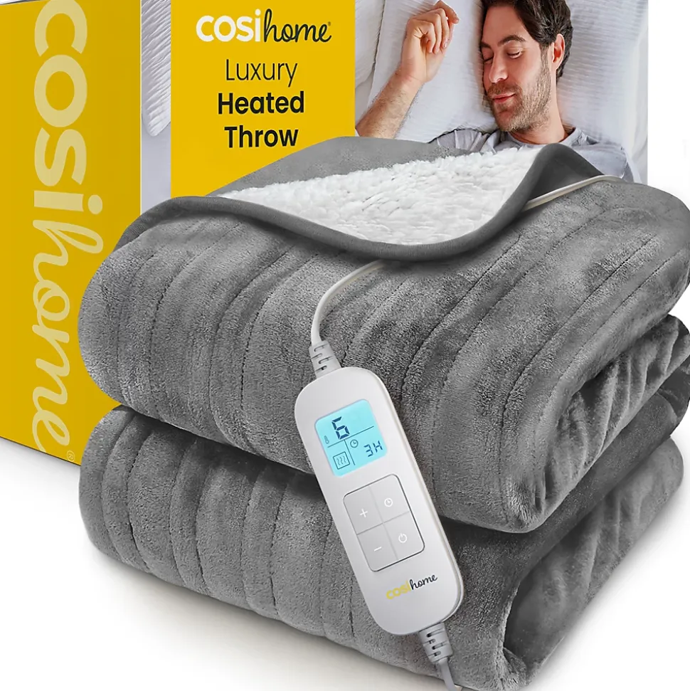 Plaid Chauffant Électrique En Polaire & Sherpa - Gris