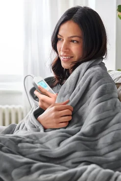 Plaid Chauffant Électrique En Polaire - Gris