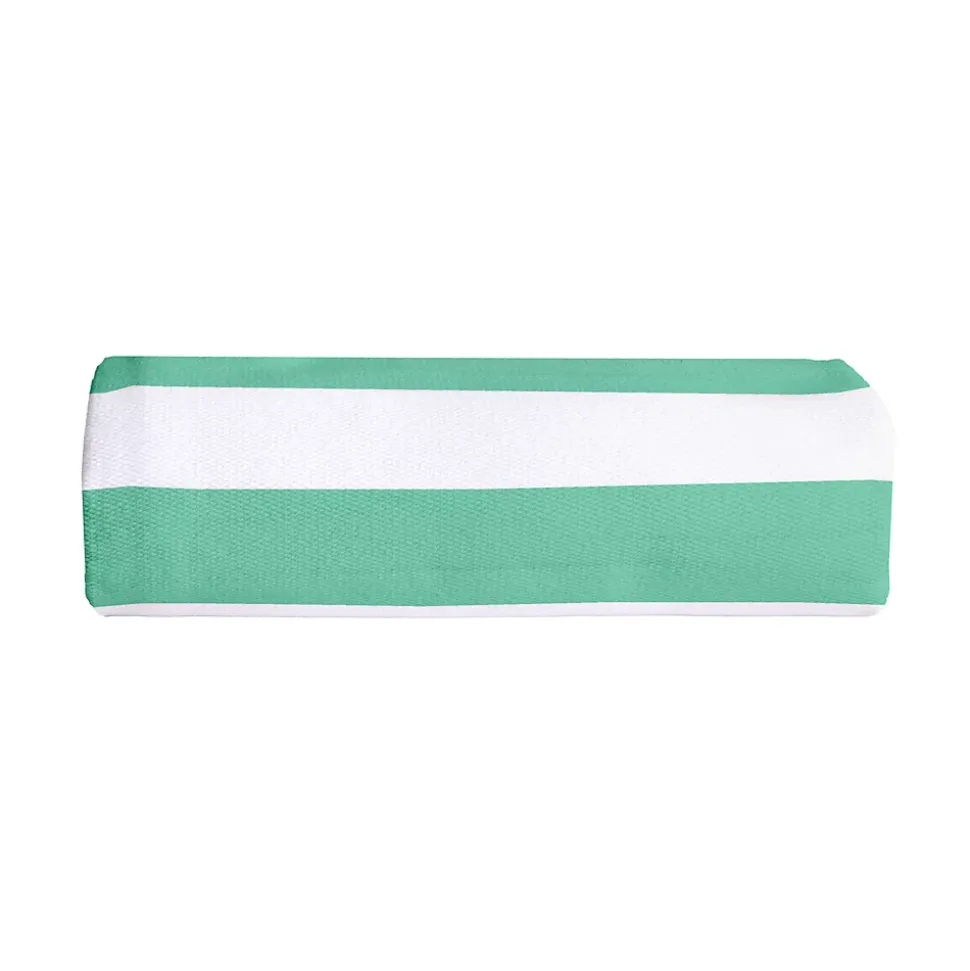 Plaid coton vert et blanc avec pompons 180x220cm SLAVIA - SACASA