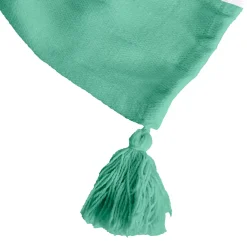 Plaid coton vert et blanc avec pompons 180x220cm SLAVIA - SACASA