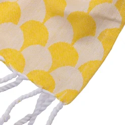 Plaid jaune et blanc avec franges 130x170cm DROP - SACASA