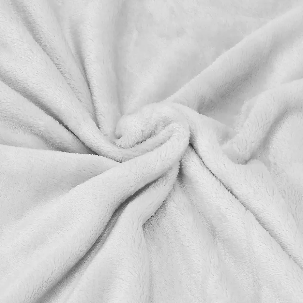 Plaid Springos douillette et douce, couverture épaisse 200 x 220 cm - gris clair