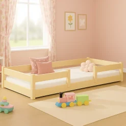 Plancher lit bas Lila 180x80 cm - bois naturel Montessori