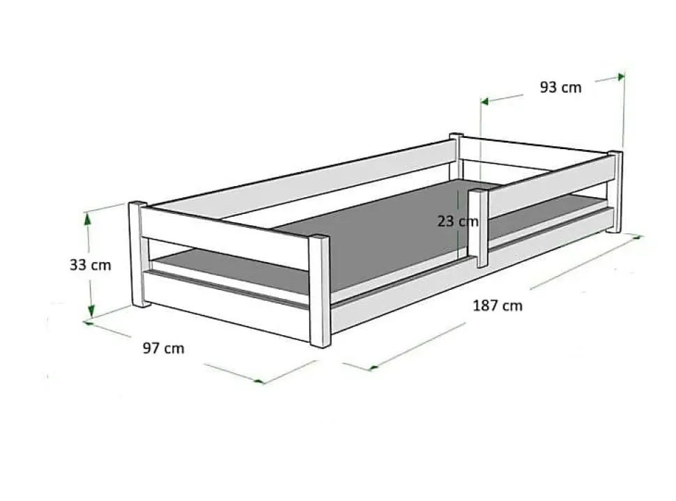 Plancher lit bas Lila 180x80 cm - bois naturel Montessori